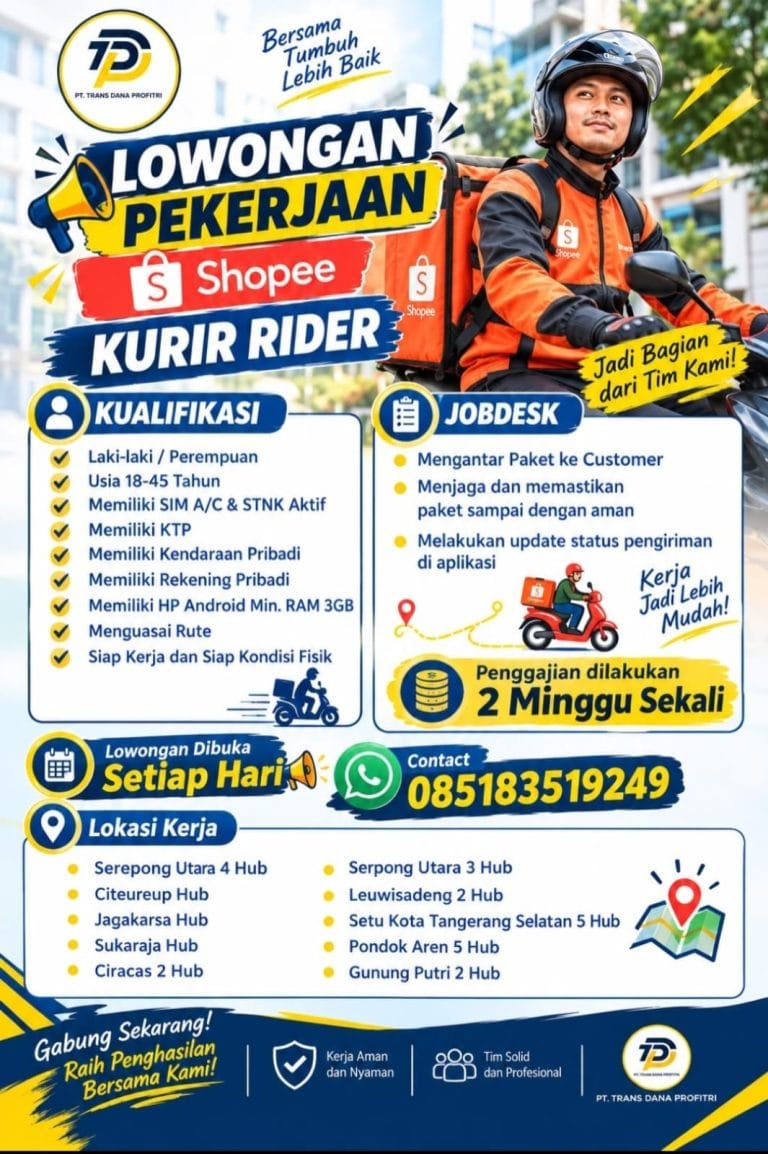 [LOWONGAN KERJA: SHOPEE KURIR RIDER] 🚀