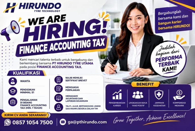 [LOKER FINANCE ACCOUNTING TAX – PT HIRUNDO TYRE UTAMA] 💼​